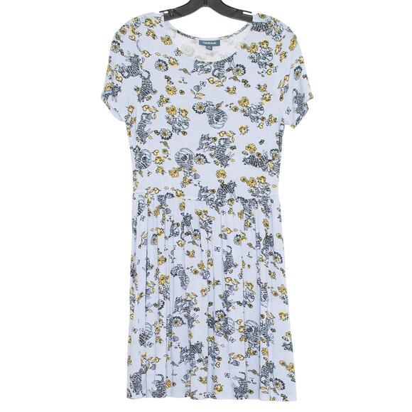ModCloth Dress Cat Lady Novelty Cottage Boho Feminine Romantic Rare Blue Medium - Picture 1 of 5